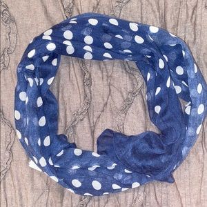 Navy and white polkadot scarf